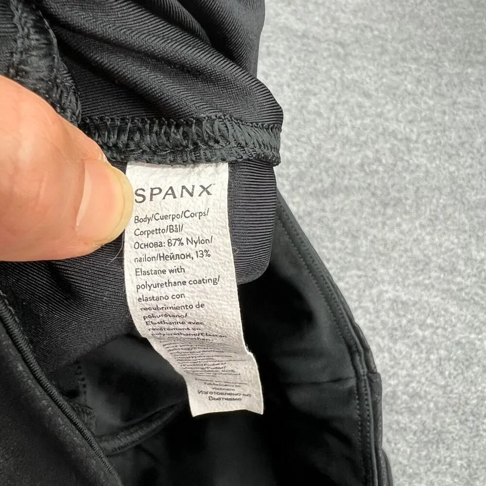 Spanx Leggings Womens L Large Black Faux Leather High Rise Stretch Pull On Yoga